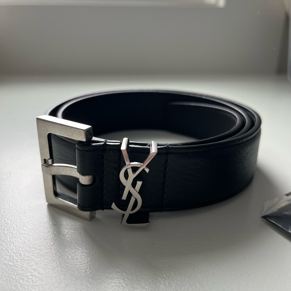 Yves Saint Laurent Black Leather Belt NWT